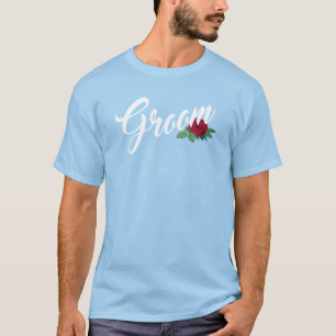 Simple Groom Floral Wedding Calligraphy T-Shirt
