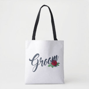 Simple Groom Floral Wedding Calligraphy Tote Bag
