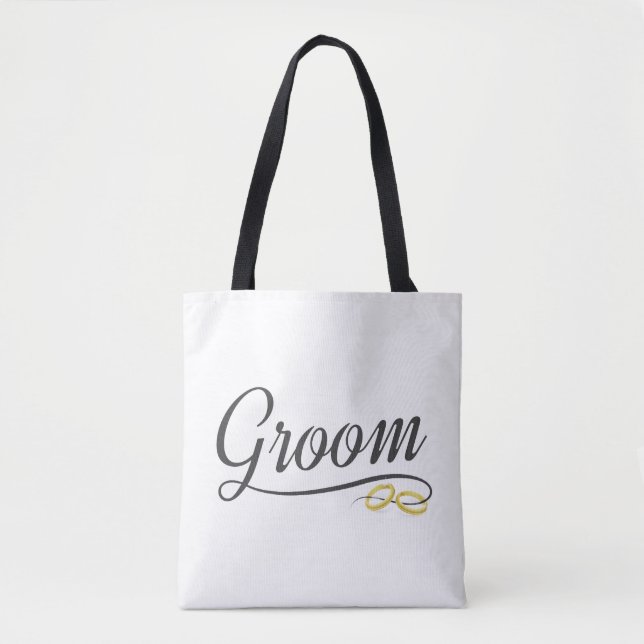 Simple Groom Floral Wedding Calligraphy | Tote Bag (Front)