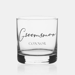 Simple Groomsman Customisable Bachelor Party Whiskey Glass