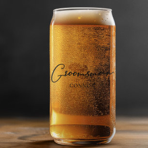 Simple Groomsman Customisable Two Sided Wedding Can Glass