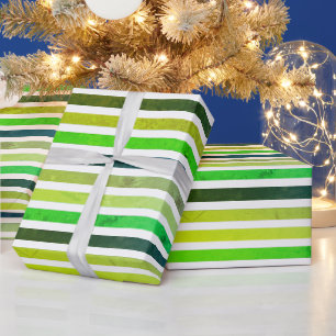 Simple Grunge Green Stripes Wrapping Paper