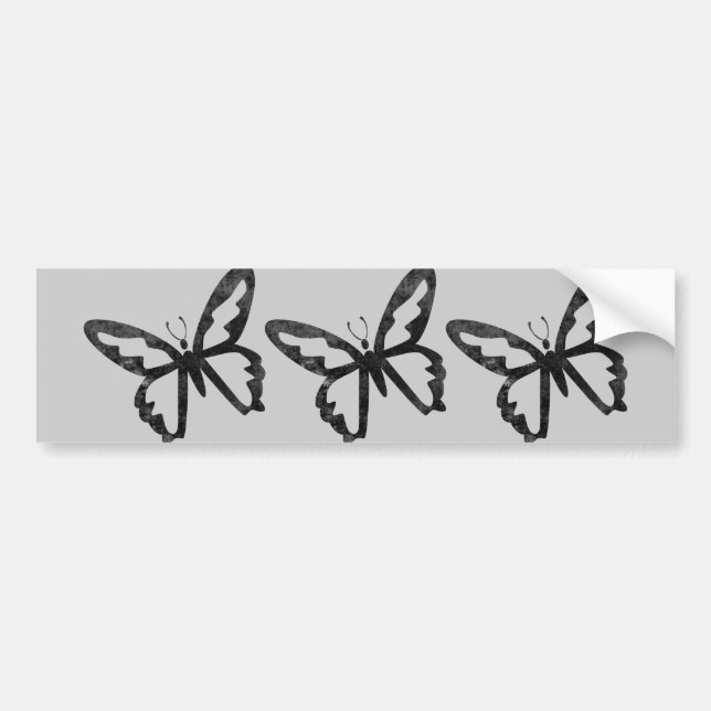Simple Grungy Black Butterfly Bumper Sticker (Front)
