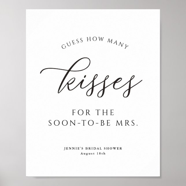 Simple Guess How Many Kisses Shower Game Poster (Front)