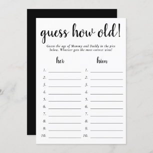 Simple Guess How Old   Black White Photo Game Card