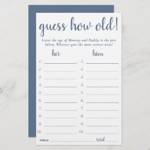 Simple Guess How Old   Dusty Blue Photo Game Card