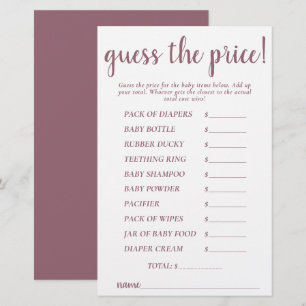 Simple Guess Prices   Desert Rose Shower Game Card