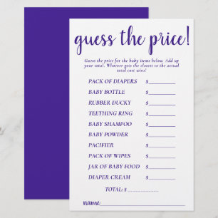 Simple Guess Prices   Purple Shower Game Card