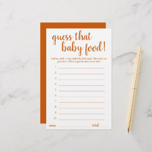 Simple Guess the Baby Food   Fall Orange Game Card