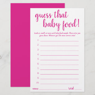 Simple Guess the Baby Food   Hot Pink Game Card