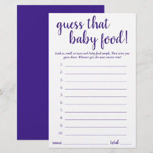 Simple Guess the Baby Food   Purple Game Card