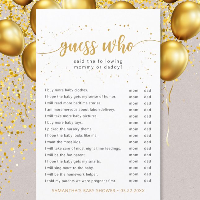 Simple Guess Who baby shower game (All text is editable so you can really get personal!)