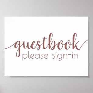 Simple Guestbook Dusty Mauve Pink Any Event Sign