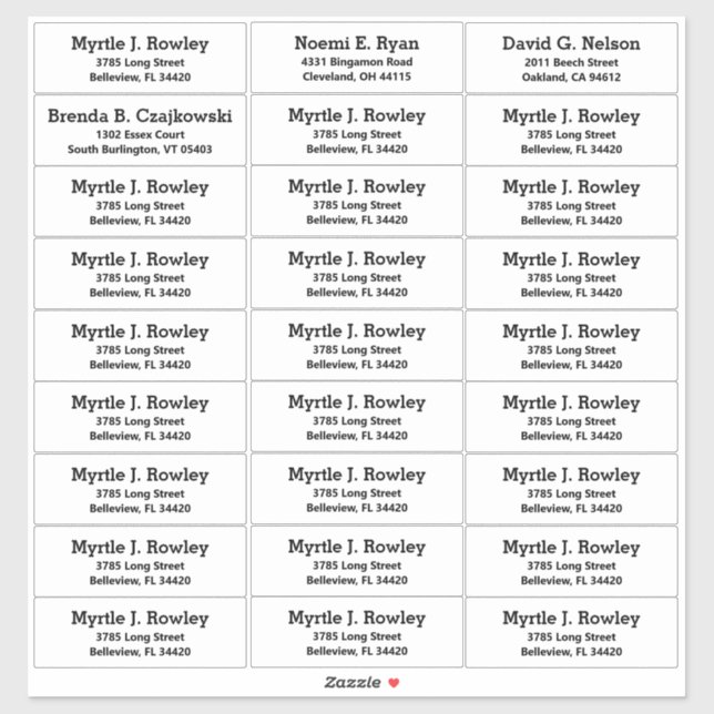 Simple Guests Names and Address Shipping Labels (Sheet)