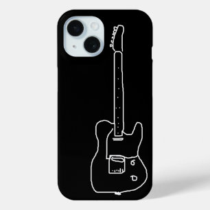 simple guitar on black iPhone 15 case