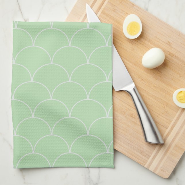 Simple Half Circle Pale green Kitchen Towel (Quarter Fold)