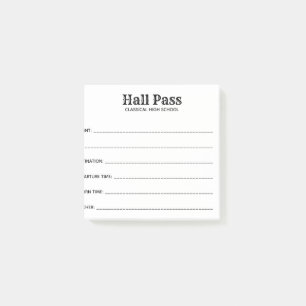 Simple Hall Pass Post-it Notes