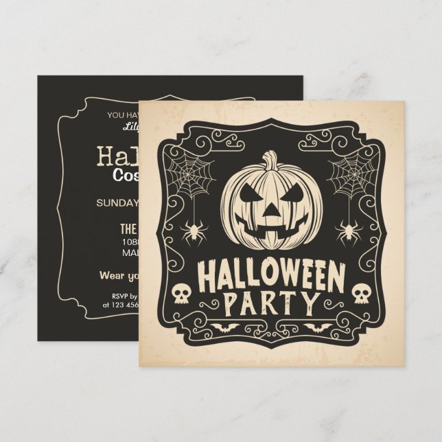 Simple Halloween Costume Party | Invitation (Front/Back)