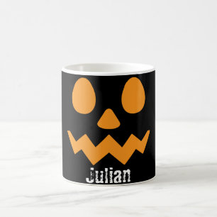 Simple Halloween Day Jack-o-Lantern Pumpkin Name Coffee Mug