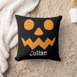 Simple Halloween Day Jack-o-Lantern Pumpkin Name Cushion