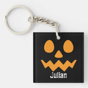 Simple Halloween Day Jack-o-Lantern Pumpkin Name Key Ring
