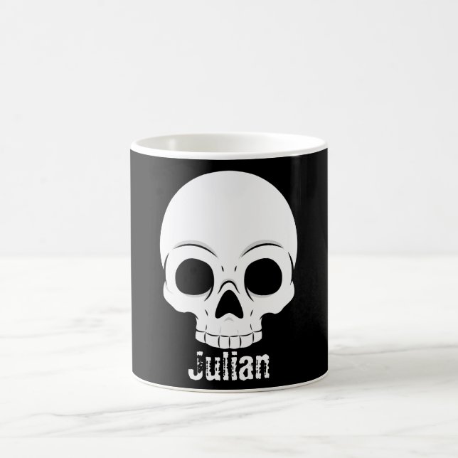 Simple Halloween Day Skull Spooky Name Coffee Mug (Center)