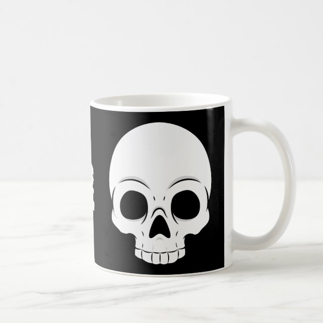 Simple Halloween Day Skull Spooky Name Coffee Mug (Right)