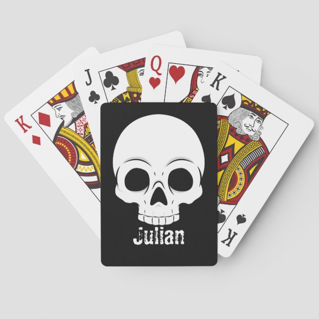 Simple Halloween Day Skull Spooky Name Playing Cards (Back)