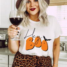 Simple Halloween Hey Boo Orange Bat Funny Quote