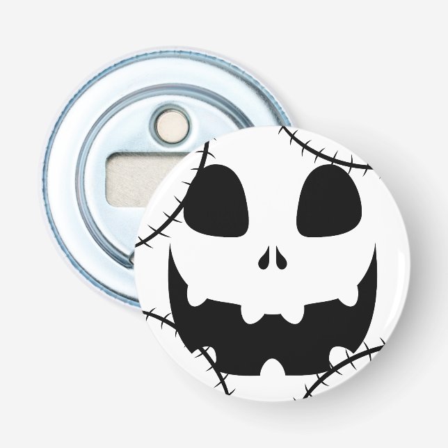 Simple Halloween jack-o-lantern pumpkin face Bottle Opener (Front)