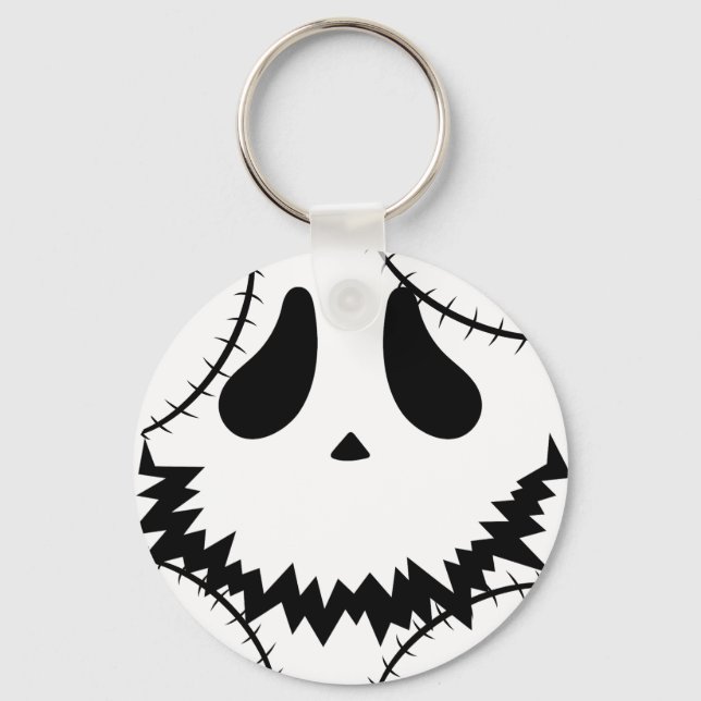 Simple Halloween jack-o-lantern pumpkin face Key Ring (Front)