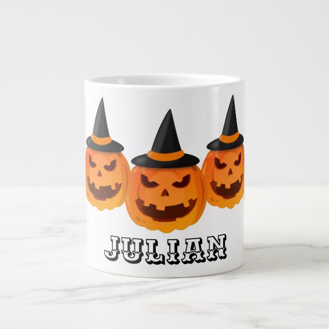 Simple Halloween jack-o-lantern pumpkin face Large Coffee Mug (Front)