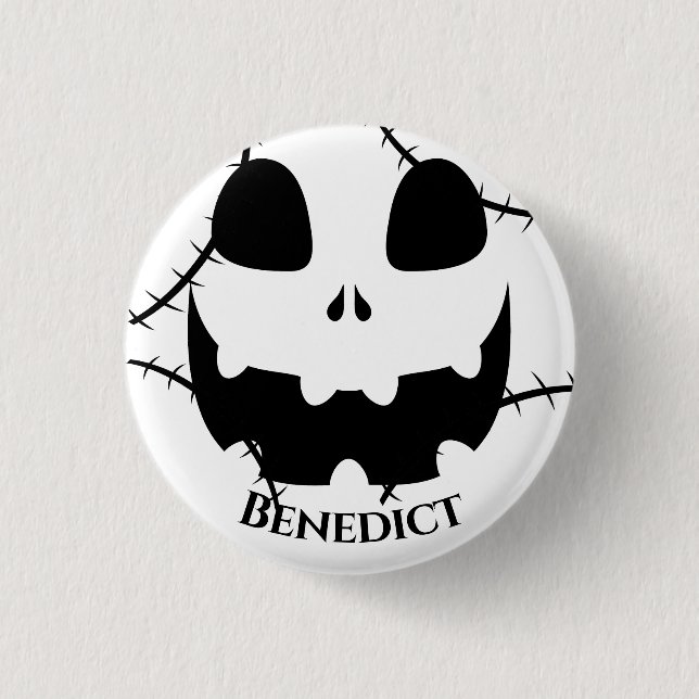 Simple Halloween jack-o-lantern pumpkin face Name 3 Cm Round Badge (Front)