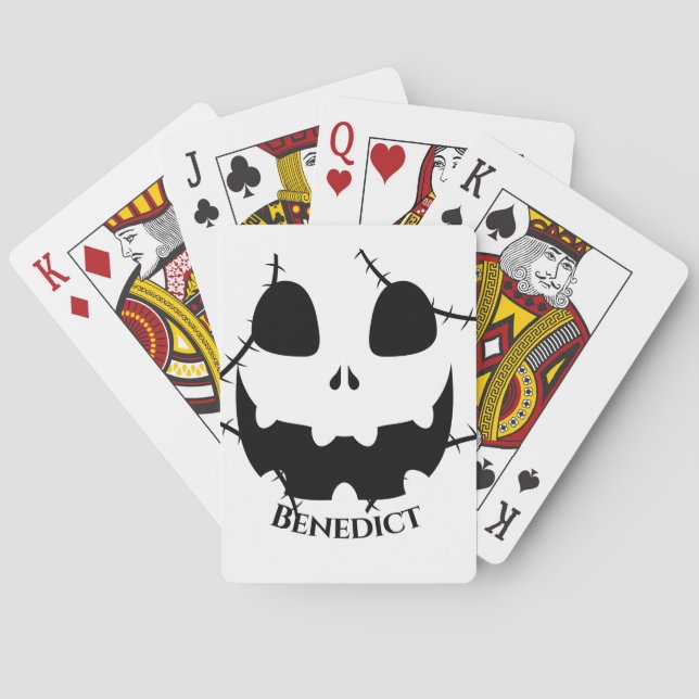 Simple Halloween jack-o-lantern pumpkin face Name Playing Cards (Back)