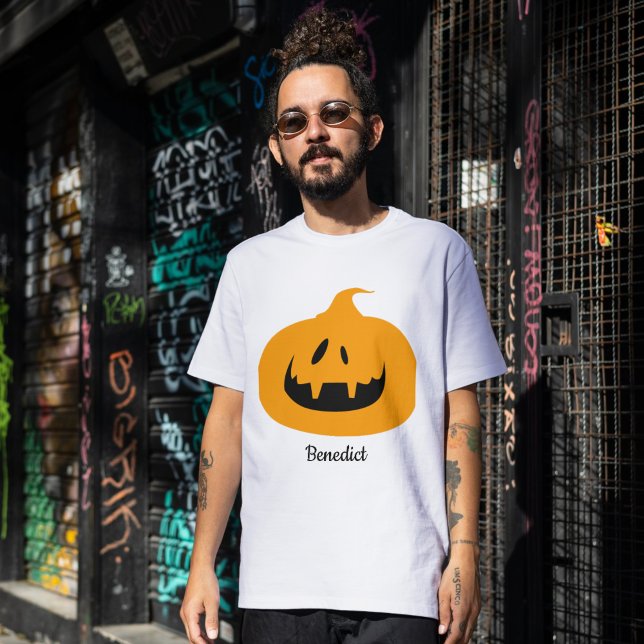 Simple Halloween jack-o-lantern pumpkin face Name T-Shirt (Creator Uploaded)