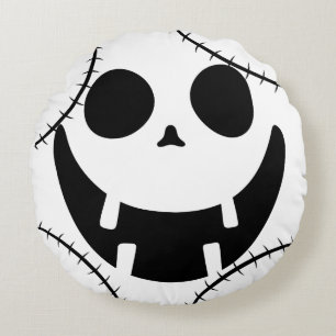 Simple Halloween jack-o-lantern pumpkin face Round Cushion