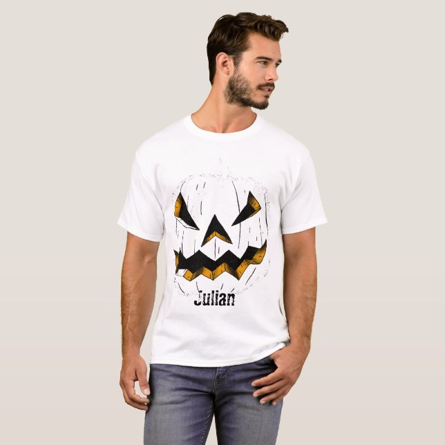 Simple Halloween jack-o-lantern pumpkin face T-Shirt (Front Full)