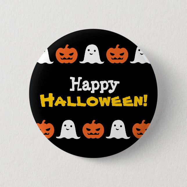Simple Halloween Pumpkin and Ghost Button (Front)