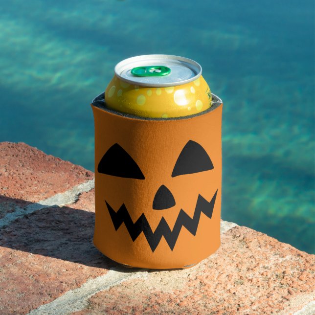 Simple Halloween Pumpkin face ghost scary Party Can Cooler (In Situ Pool)