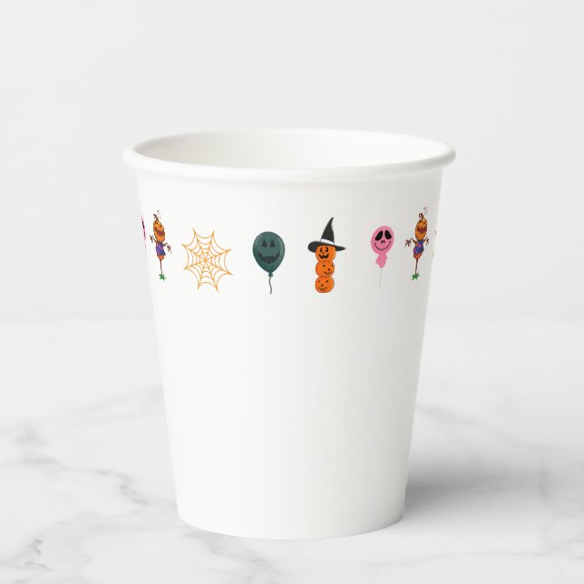 Simple Halloween Pumpkin face ghost scary Party Paper Cups (Front)