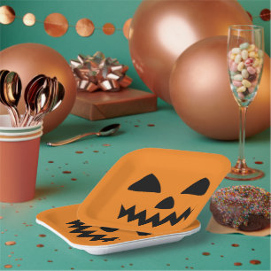 Simple Halloween Pumpkin face ghost scary Party Paper Plate