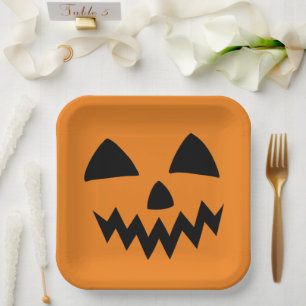 Simple Halloween Pumpkin face ghost scary Party Paper Plate