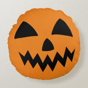 Simple Halloween Pumpkin face ghost scary Party Round Cushion