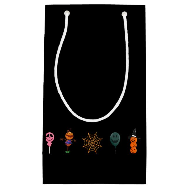 Simple Halloween Pumpkin face ghost scary Party Small Gift Bag (Front)