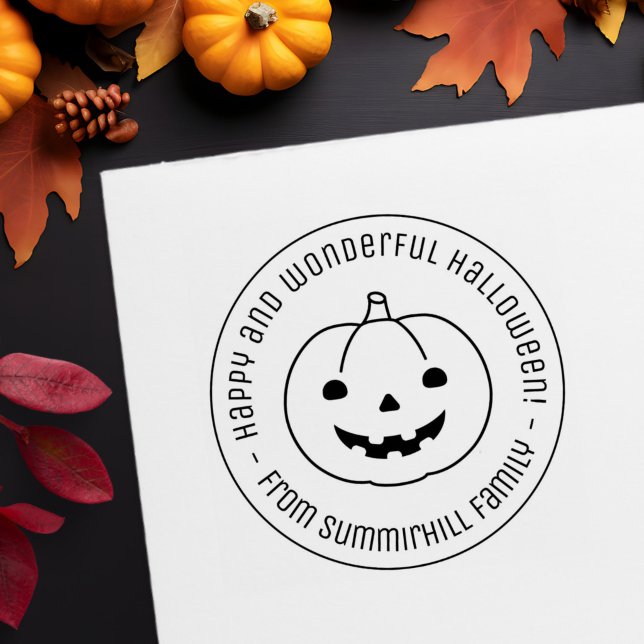 Simple Halloween Pumpkin Round Message Self-inking Stamp (Creator Uploaded)