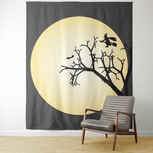 Simple Halloween Social Witch Fun Photo Backdrop  Tapestry (In Situ)