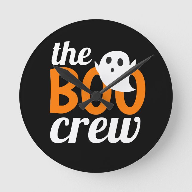 Simple Halloween The Boo Crew Spooky Ghost Round Clock (Front)