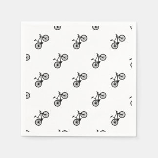 Simple hand drawn bicycle in black and white napkin