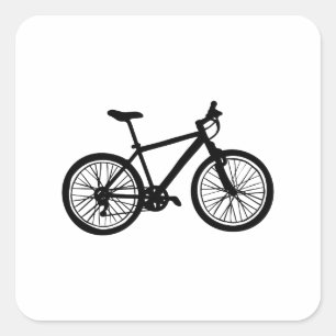 Simple hand drawn bicycle in black and white square sticker