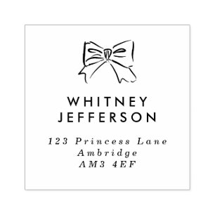 Simple Hand Drawn Bow Address Rubber Stamp